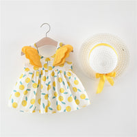 Load image into Gallery viewer, Baby Kid Girls Flower Polka dots Cartoon Print Dresses And Hats Wholesale 220330140
