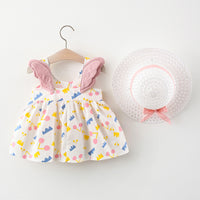Load image into Gallery viewer, Baby Kid Girls Flower Polka dots Cartoon Print Dresses And Hats Wholesale 220330140
