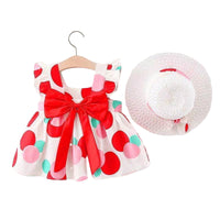 Load image into Gallery viewer, Baby Kid Girls Polka dots Bow Print Dresses And Hats Wholesale 220330143
