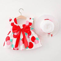 Load image into Gallery viewer, Baby Kid Girls Polka dots Bow Print Dresses And Hats Wholesale 220330143
