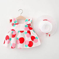 Load image into Gallery viewer, Baby Kid Girls Polka dots Bow Print Dresses And Hats Wholesale 220330143
