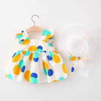 Load image into Gallery viewer, Baby Kid Girls Polka dots Bow Print Dresses And Hats Wholesale 220330143

