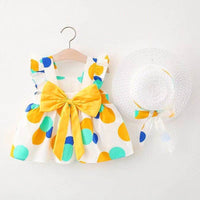 Load image into Gallery viewer, Baby Kid Girls Polka dots Bow Print Dresses And Hats Wholesale 220330143
