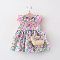 Load image into Gallery viewer, Baby Girls Flower Print Dresses Wholesale 220330149
