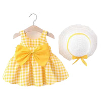 Load image into Gallery viewer, Baby Girls Checked Bow Dresses Accessories Hats Wholesale 220330151
