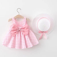 Load image into Gallery viewer, Baby Girls Checked Bow Dresses Accessories Hats Wholesale 220330151
