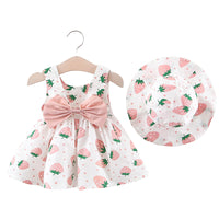 Load image into Gallery viewer, Baby Girls Fruit Polka dots Print Dresses Accessories Hats Wholesale 220330154
