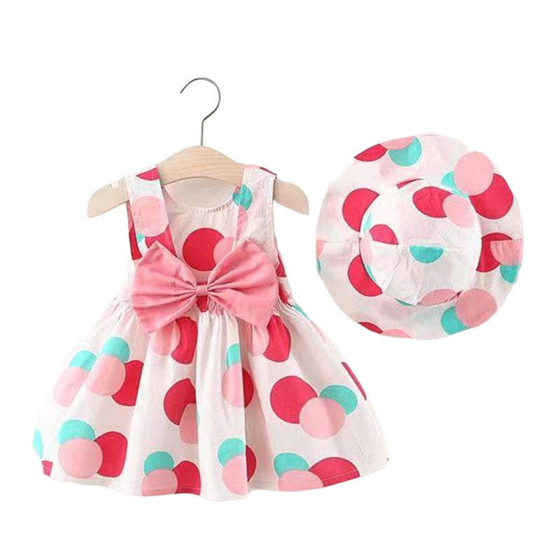 Baby Girls Fruit Polka dots Print Dresses Accessories Hats Wholesale 220330154