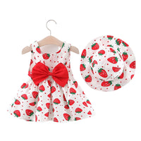 Load image into Gallery viewer, Baby Girls Fruit Polka dots Print Dresses Accessories Hats Wholesale 220330154
