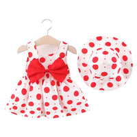 Load image into Gallery viewer, Baby Girls Fruit Polka dots Print Dresses Accessories Hats Wholesale 220330154
