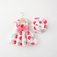 Load image into Gallery viewer, Baby Girls Fruit Polka dots Print Dresses Accessories Hats Wholesale 220330154
