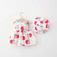 Load image into Gallery viewer, Baby Girls Fruit Polka dots Print Dresses Accessories Hats Wholesale 220330154

