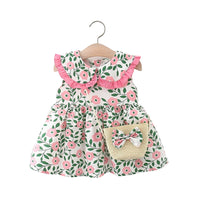Load image into Gallery viewer, Baby Girls Flower Bow Print Dresses Bag Wholesale 220330156
