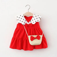 Load image into Gallery viewer, Baby Girls Polka dots Bow Print Dresses And Bag Wholesale 220330159
