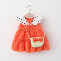 Load image into Gallery viewer, Baby Girls Polka dots Bow Print Dresses And Bag Wholesale 220330159
