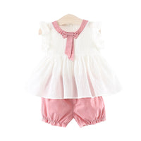 Load image into Gallery viewer, 2 Pieces Set Baby Kid Girls Bow Dresses And Solid Color Shorts Wholesale 22033016
