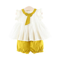 Load image into Gallery viewer, 2 Pieces Set Baby Kid Girls Bow Dresses And Solid Color Shorts Wholesale 22033016
