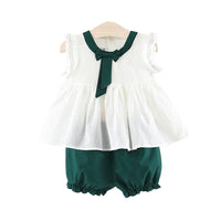Load image into Gallery viewer, 2 Pieces Set Baby Kid Girls Bow Dresses And Solid Color Shorts Wholesale 22033016
