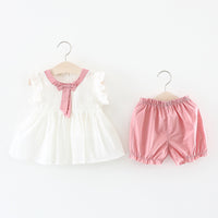 Load image into Gallery viewer, 2 Pieces Set Baby Kid Girls Bow Dresses And Solid Color Shorts Wholesale 22033016
