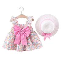 Load image into Gallery viewer, Baby Girls Flower Bow Print Dresses Wholesale 220330164
