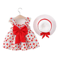 Load image into Gallery viewer, Baby Girls Flower Bow Print Dresses Wholesale 220330164
