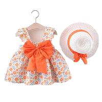 Load image into Gallery viewer, Baby Girls Flower Bow Print Dresses Wholesale 220330164
