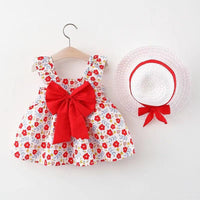 Load image into Gallery viewer, Baby Girls Flower Bow Print Dresses Wholesale 220330164
