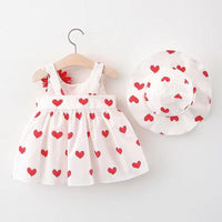 Load image into Gallery viewer, 2 Pieces Set Baby Girls Fruit Love heart Hats And Dresses Wholesale 220330172
