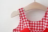 Load image into Gallery viewer, 2 Pieces Set Baby Girls Bow Hats And Checked Dresses Wholesale 220330174
