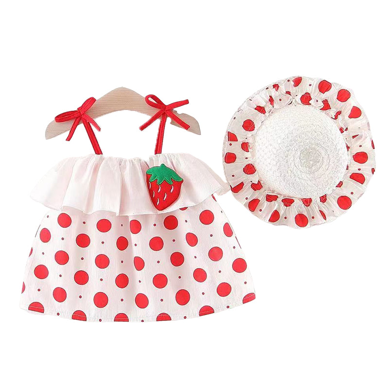 2 Pieces Set Baby Girls Polka dots Hats And Dresses Wholesale 220330181