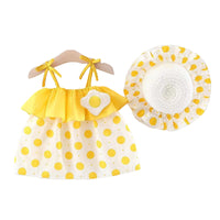 Load image into Gallery viewer, 2 Pieces Set Baby Girls Polka dots Hats And Dresses Wholesale 220330181
