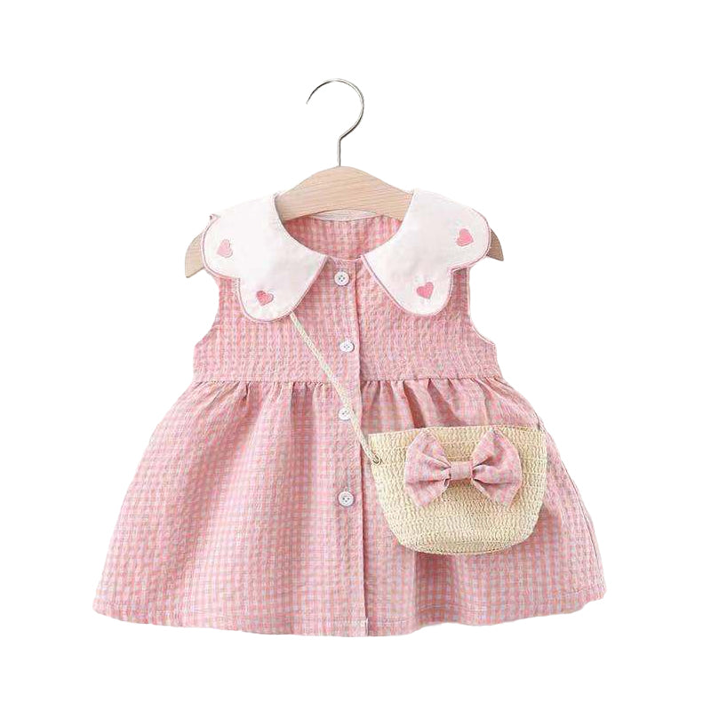 Baby Girls Love heart Checked Dresses Wholesale 220330185