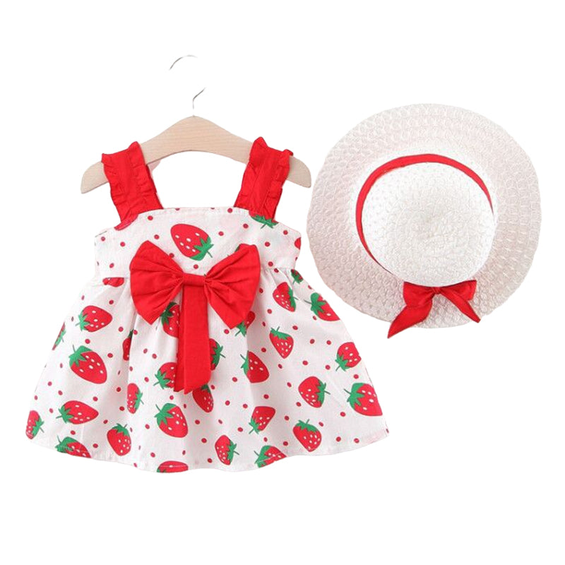 Baby Girls Fruit Bow Print Dresses Wholesale 220330200