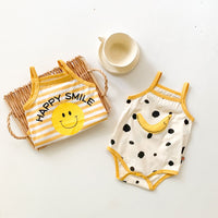 Load image into Gallery viewer, Baby Unisex Striped Letters Fruit Expression Print Rompers Wholesale 220330206
