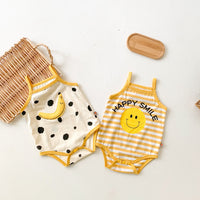Load image into Gallery viewer, Baby Unisex Striped Letters Fruit Expression Print Rompers Wholesale 220330206
