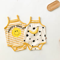 Load image into Gallery viewer, Baby Unisex Striped Letters Fruit Expression Print Rompers Wholesale 220330206

