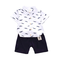 Load image into Gallery viewer, 2 Pieces Set Baby Kid Boys Cartoon Print Shirts And Solid Color Shorts Wholesale 220330211
