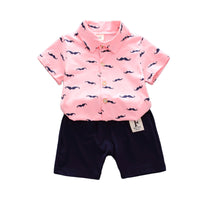Load image into Gallery viewer, 2 Pieces Set Baby Kid Boys Cartoon Print Shirts And Solid Color Shorts Wholesale 220330211
