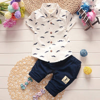 Load image into Gallery viewer, 2 Pieces Set Baby Kid Boys Cartoon Print Shirts And Solid Color Shorts Wholesale 220330211
