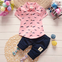 Load image into Gallery viewer, 2 Pieces Set Baby Kid Boys Cartoon Print Shirts And Solid Color Shorts Wholesale 220330211
