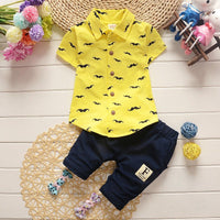 Load image into Gallery viewer, 2 Pieces Set Baby Kid Boys Cartoon Print Shirts And Solid Color Shorts Wholesale 220330211

