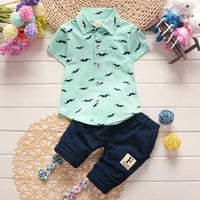 Load image into Gallery viewer, 2 Pieces Set Baby Kid Boys Cartoon Print Shirts And Solid Color Shorts Wholesale 220330211
