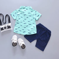 Load image into Gallery viewer, 2 Pieces Set Baby Kid Boys Cartoon Print Shirts And Solid Color Shorts Wholesale 220330211
