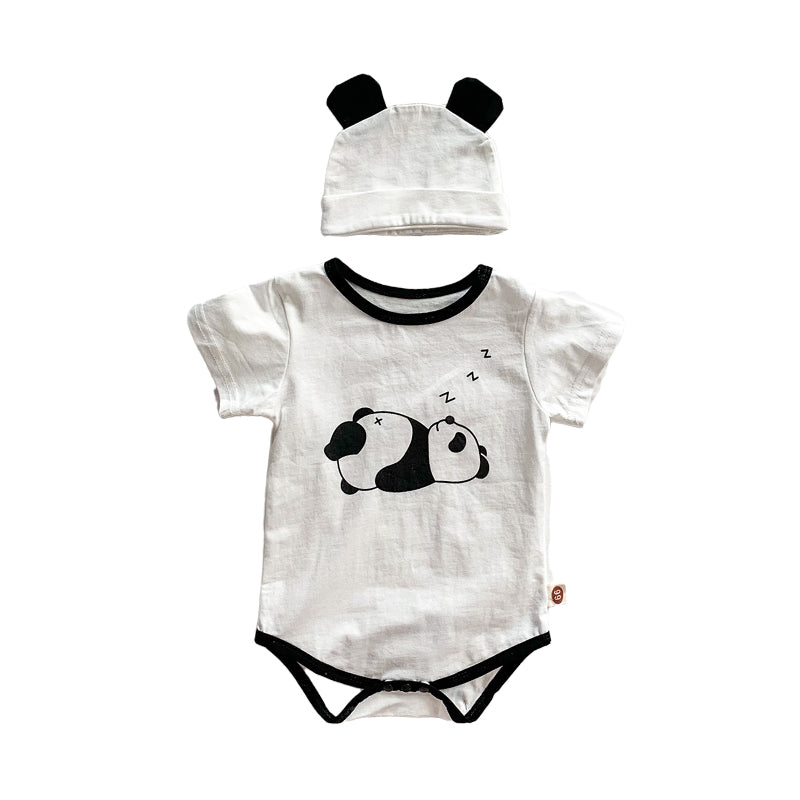 Baby Unisex Animals Cartoon Print Rompers And Hats Wholesale 220330215