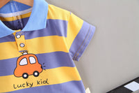Load image into Gallery viewer, 2 Pieces Set Baby Kid Boys Cartoon Polo Shirts And Solid Color Shorts Wholesale 220330222
