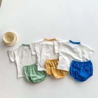 Load image into Gallery viewer, 2 Pieces Set Baby Kid Unisex Dinosaur T-Shirts And Solid Color Shorts Wholesale 220330223
