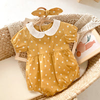 Load image into Gallery viewer, 2 Pieces Set Baby Girls Polka dots Headwear And Rompers Wholesale 220330224
