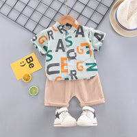Load image into Gallery viewer, 2 Pieces Set Baby Kid Boys Alphabet Print Shirts And Solid Color Shorts Wholesale 220330246
