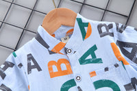 Load image into Gallery viewer, 2 Pieces Set Baby Kid Boys Alphabet Print Shirts And Solid Color Shorts Wholesale 220330246
