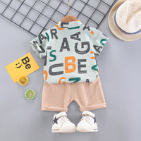 Load image into Gallery viewer, 2 Pieces Set Baby Kid Boys Alphabet Print Shirts And Solid Color Shorts Wholesale 220330246
